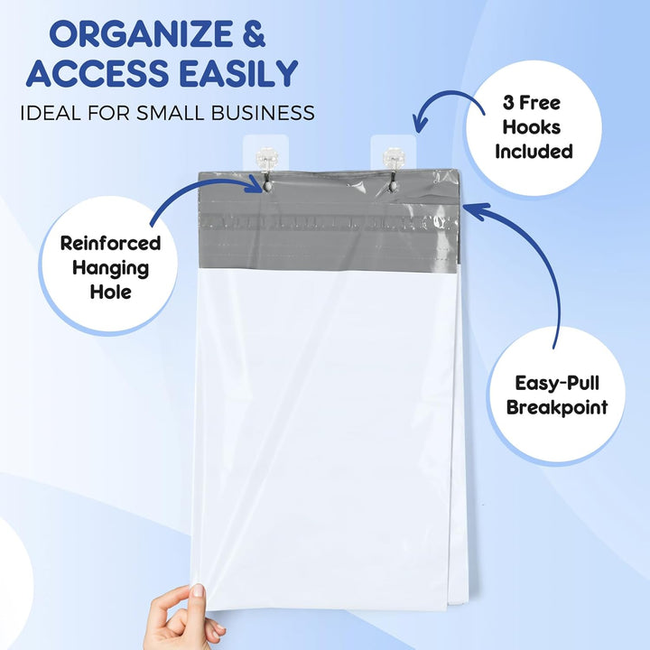 12x15.5 Inch Hangable Poly Mailers with Tear Strip 300pack