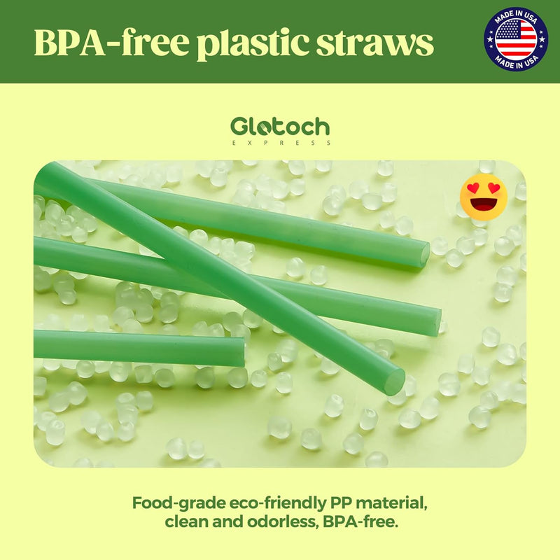 7.75"X0.24 In dividually Wrapped Green Plastic Straws 3000PCS