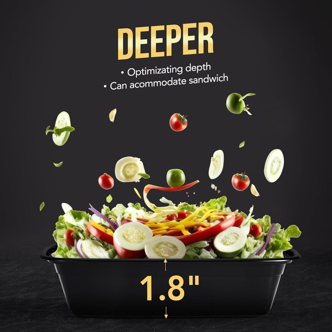 Paquete de 50 recipientes reutilizables de 24 oz para preparar comidas, duraderos y con tapa. 