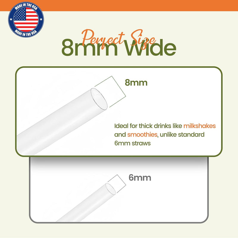 10.2"X8mm dividually Wrapped Clear Plastic Straws 2000PCS