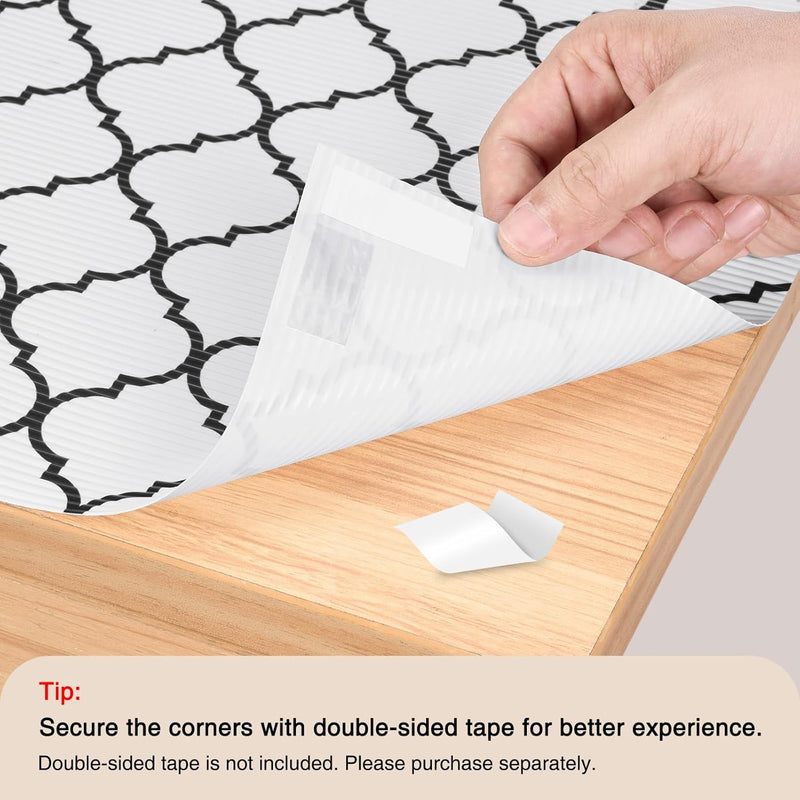 17.5"X 96"White And Balck Non Adhesive Kitchen Shelf Liner 5 Roll
