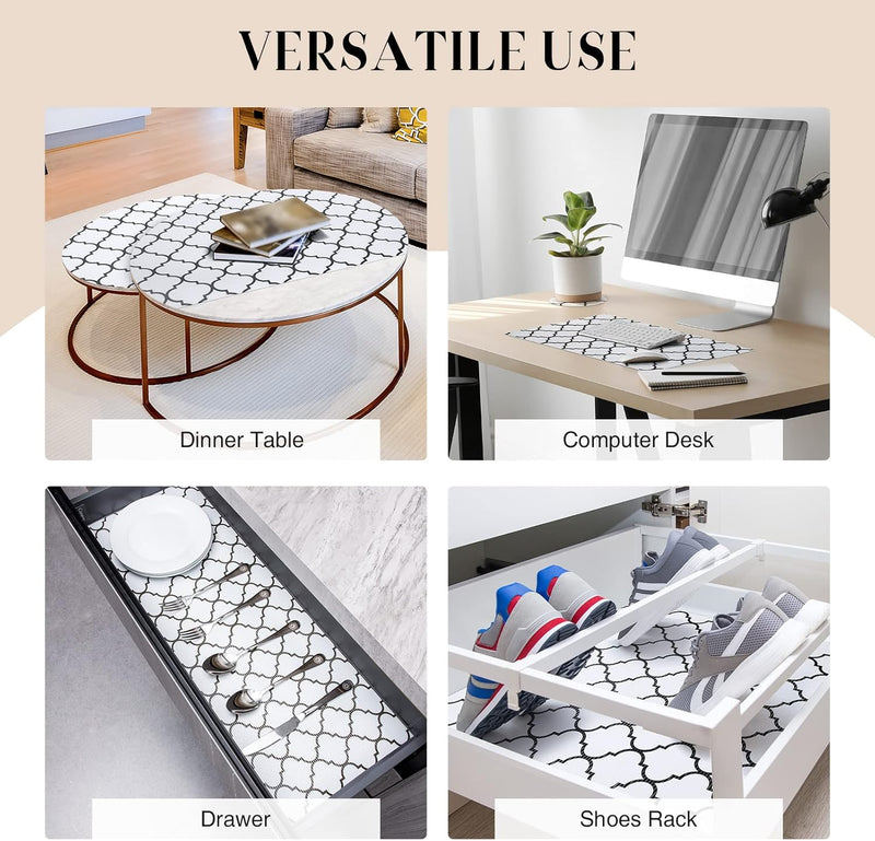 17.5"X 96"White And Balck Non Adhesive Kitchen Shelf Liner 5 Roll
