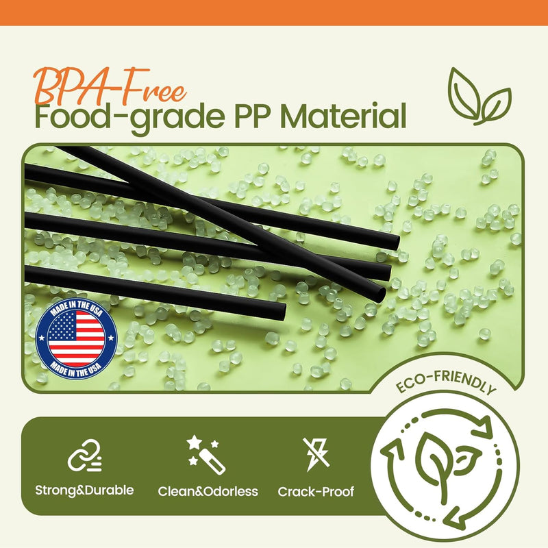 10.2"X0.23 In dividually Wrapped Black Plastic Straws 3000PCS