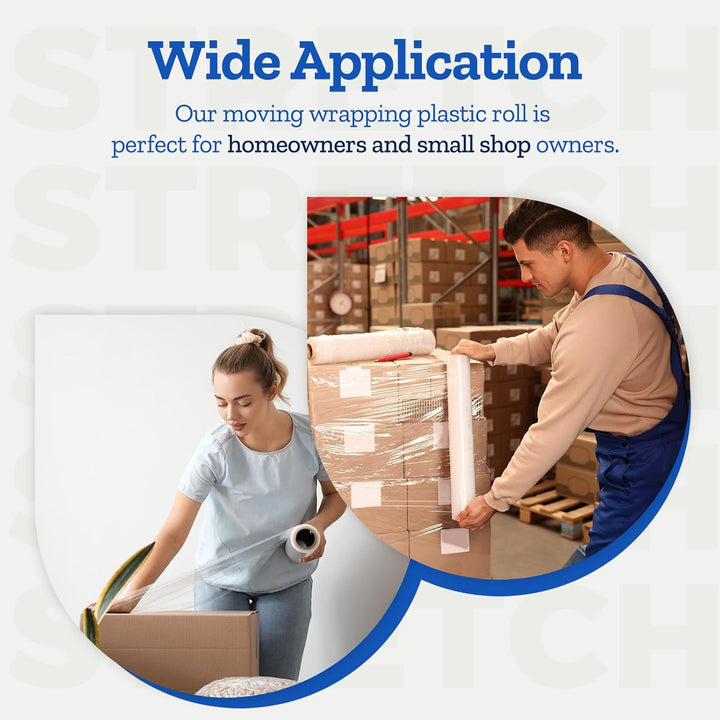 Rollo de película estirable de 45,7 cm x 457,8 m, calibre 80, embalaje plástico resistente