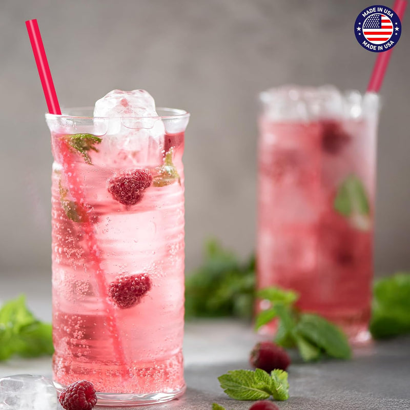 10.25"X0.24 In dividually Wrapped Red Plastic Straws 3000PCS