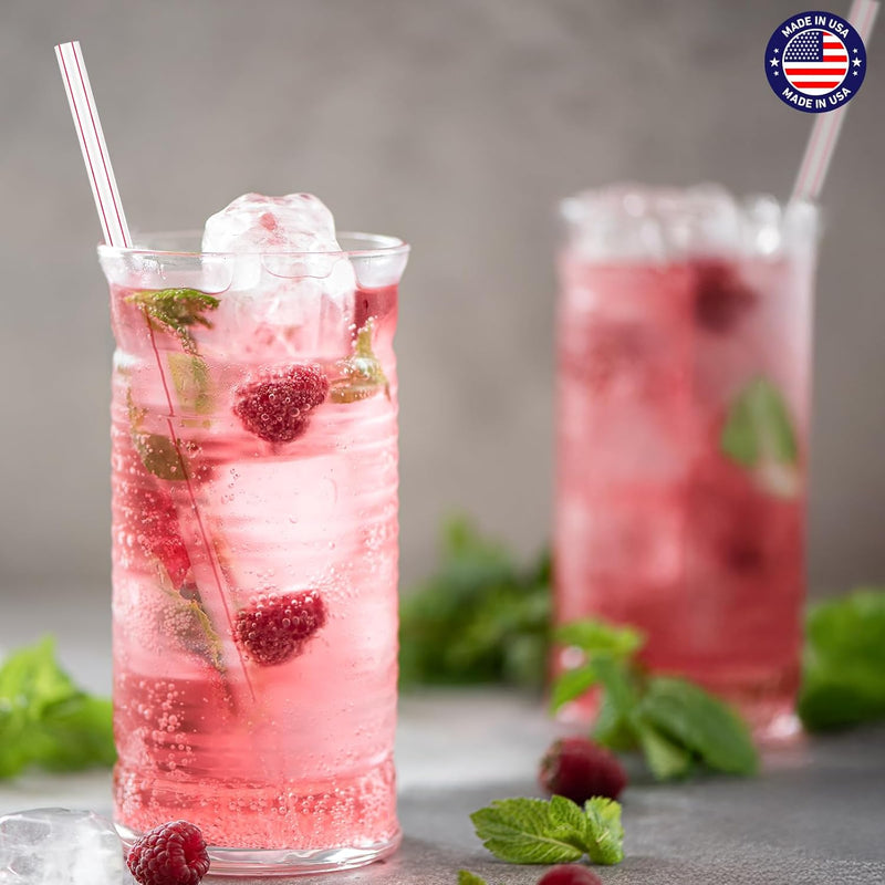 10.25"X0.24 In dividually Wrapped White & Red StripesPlastic Straws 3000PCS