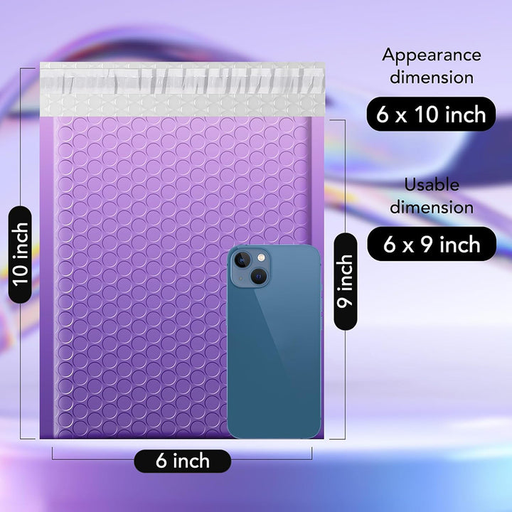 Sobre de burbujas de 6x10 n.° 0 | Tamaño útil: 6x9" | Morado degradado