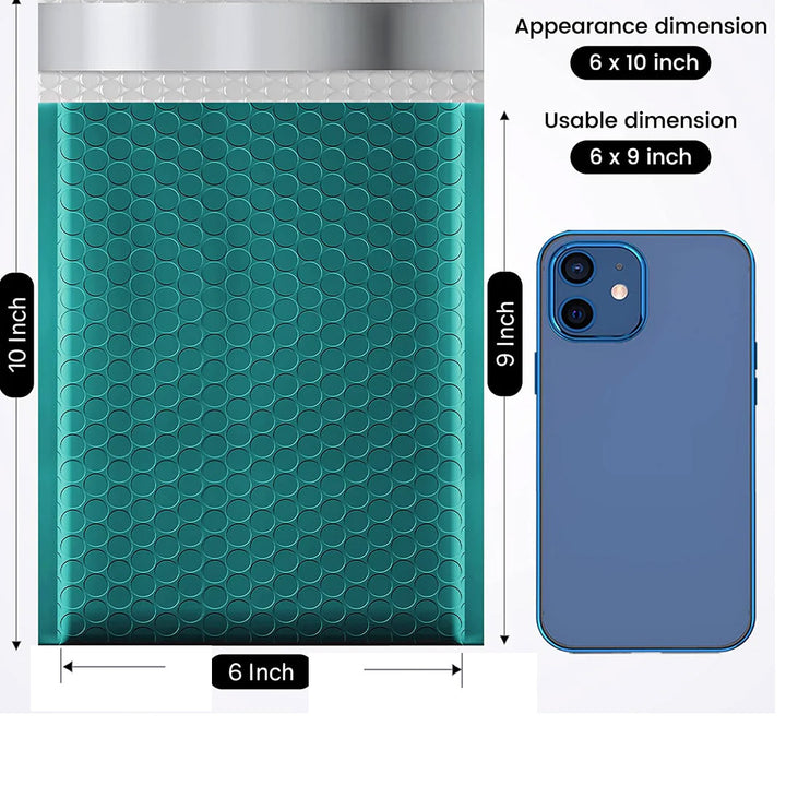 Sobre de burbujas de 6x10 n.° 0 | Tamaño útil: 6x9" | Verde bosque