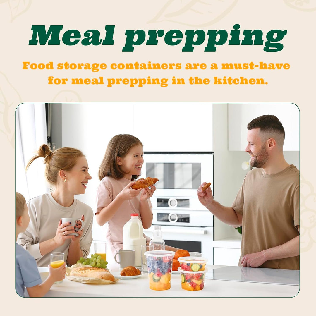 Paquete de 48 recipientes para comida, charcutería y sopa con tapa, de 8 oz (1 taza).