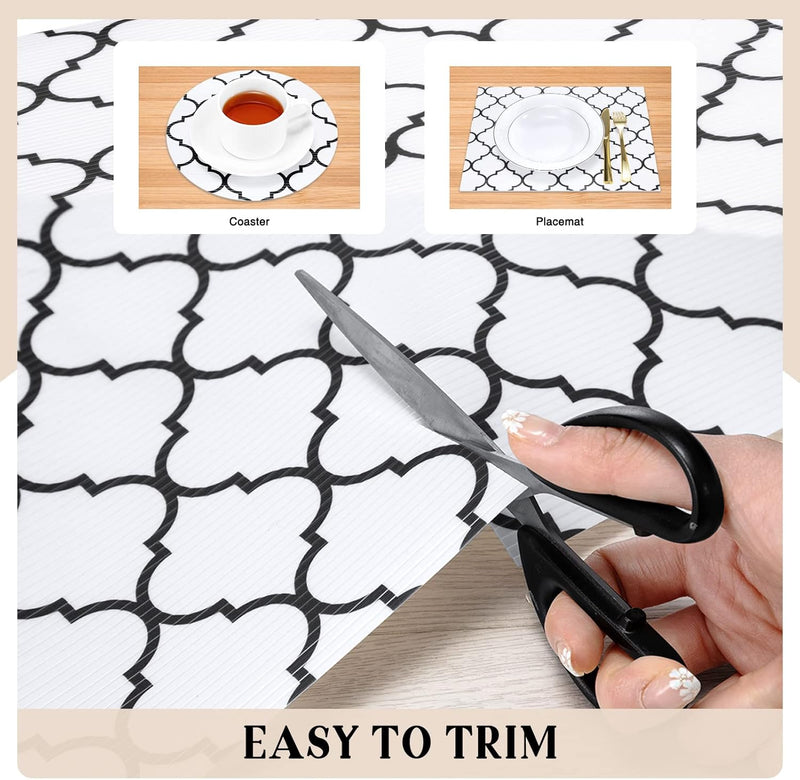17.5"X 96"White And Balck Non Adhesive Kitchen Shelf Liner 5 Roll
