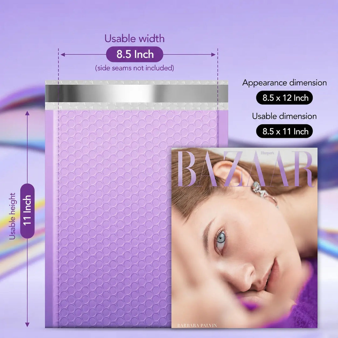 8.5x12 Bubble Mailer Padded Envelope #2 | Usable Size 8.5x11"| Gradient Purple