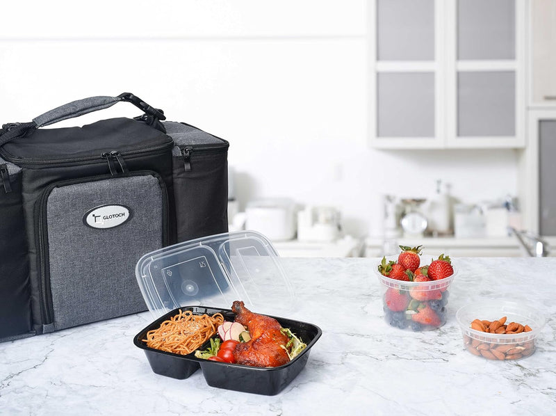 50 Pack 32OZ  Meal Prep Containers Reusable, 2 Compartment Food Containers with Lids