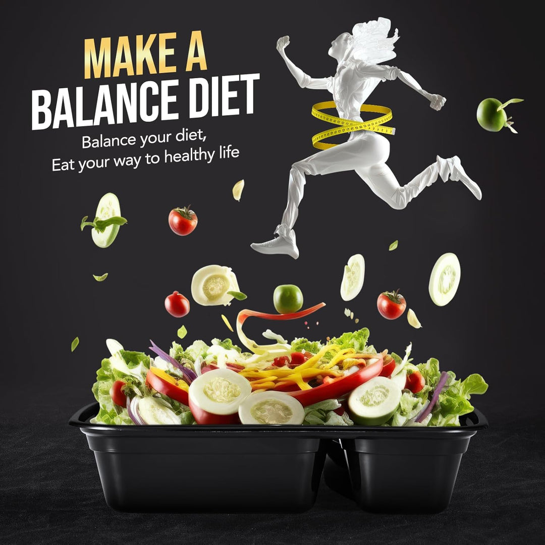 50 Pack 32OZ 2 curved Compartment Meal Prep Container  With Lids Wholesale