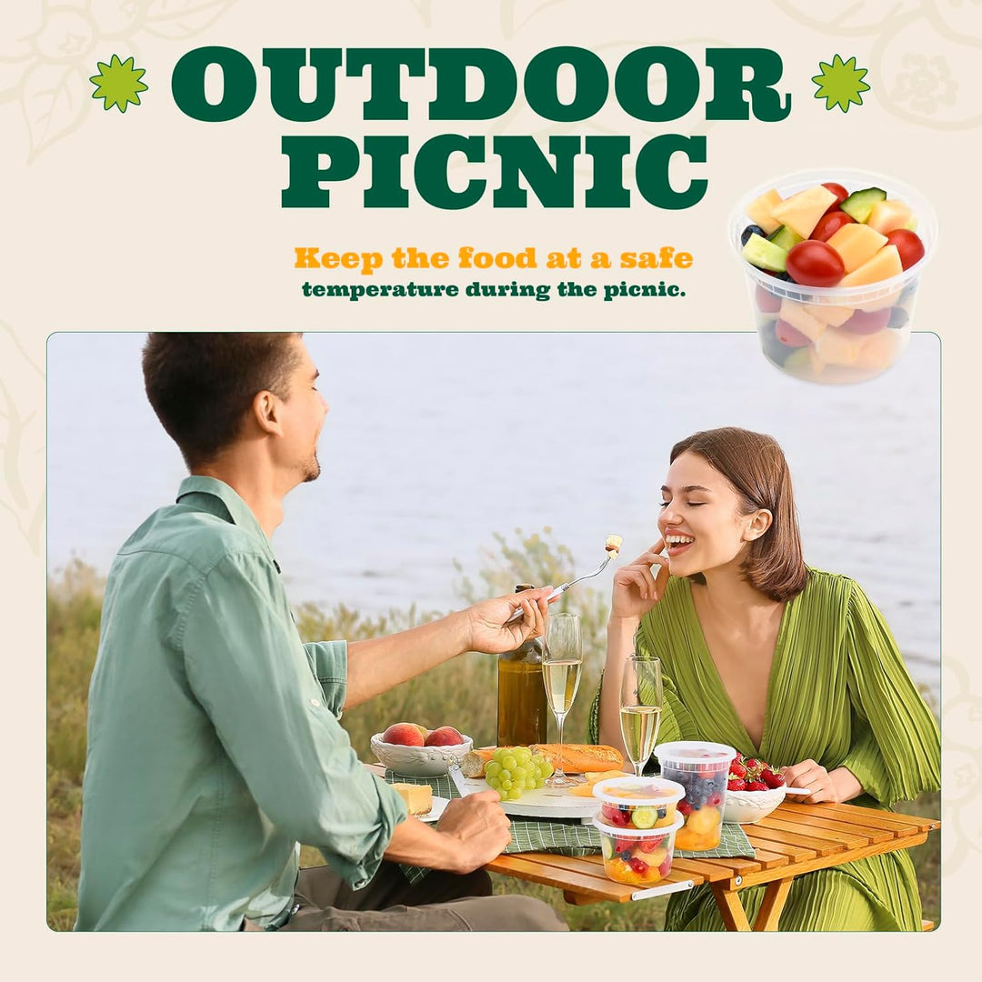 Paquete de 48 recipientes de plástico para sopa (mixtos) de 8 oz y 16 oz con tapa.