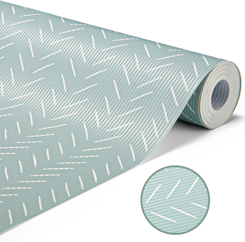 12in x 10FT Green Herringbone Non Adhesive Kitchen Shelf Liner 5 Roll