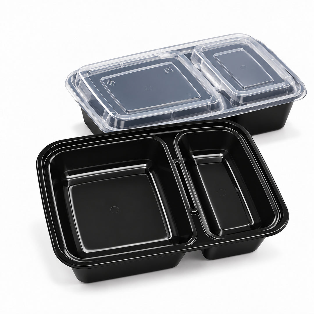 50 Pack 32OZ 2 square Compartment Meal Prep with Lids Wholesale