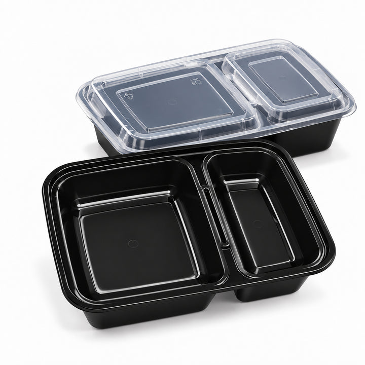 50 Pack 32OZ 2 square Compartment Meal Prep with Lids Wholesale