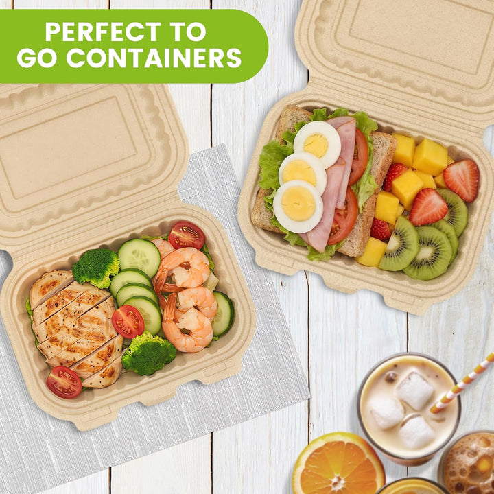 Paquete de 50 recipientes reutilizables para preparar comidas de 32 oz, con 2 compartimentos y tapas. 
