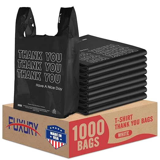 12x 6.5 x 21 inch Thank You Plastic Bags 1000 Count