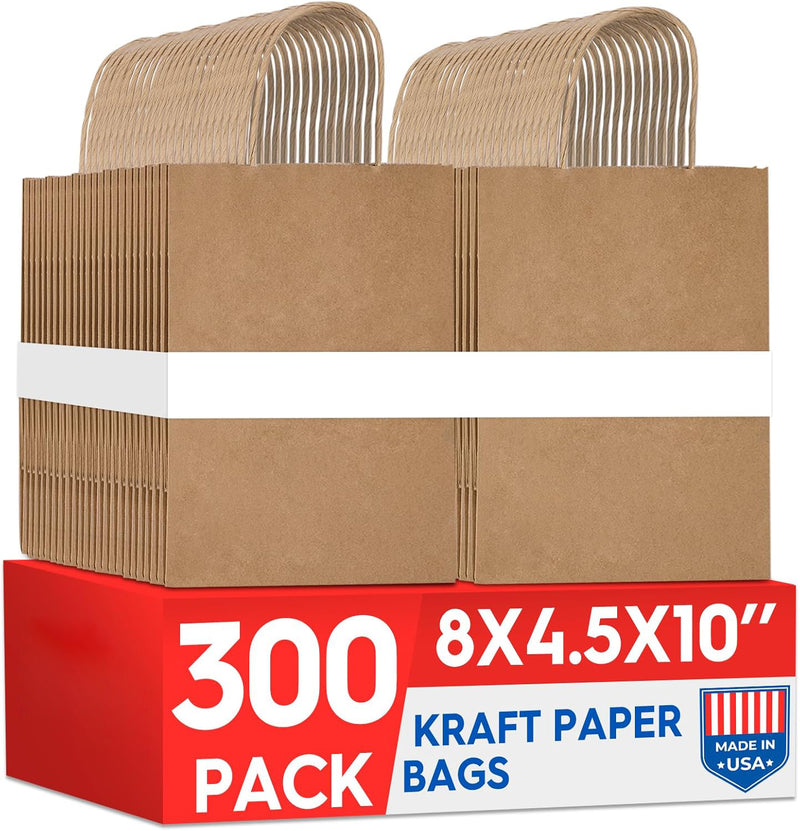 8x4.25x10.5 Inch Kraft Paper Gift Bags