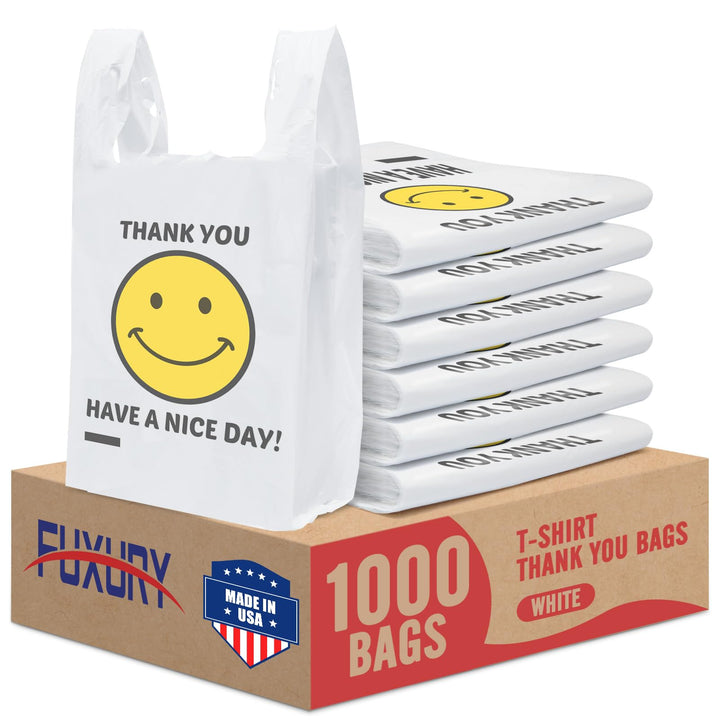 11.5x 6.5 x 21“ 0.47mil Happy Smiling Face Plastic Bags | 1000 Counts Wholesale