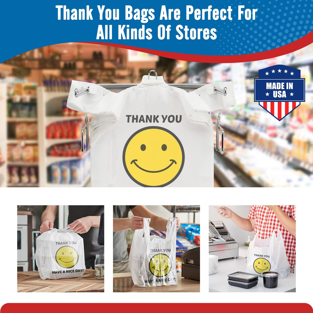 11.5x 6.5 x 21“ 0.47mil Happy Smiling Face Plastic Bags | 1000 Counts Wholesale