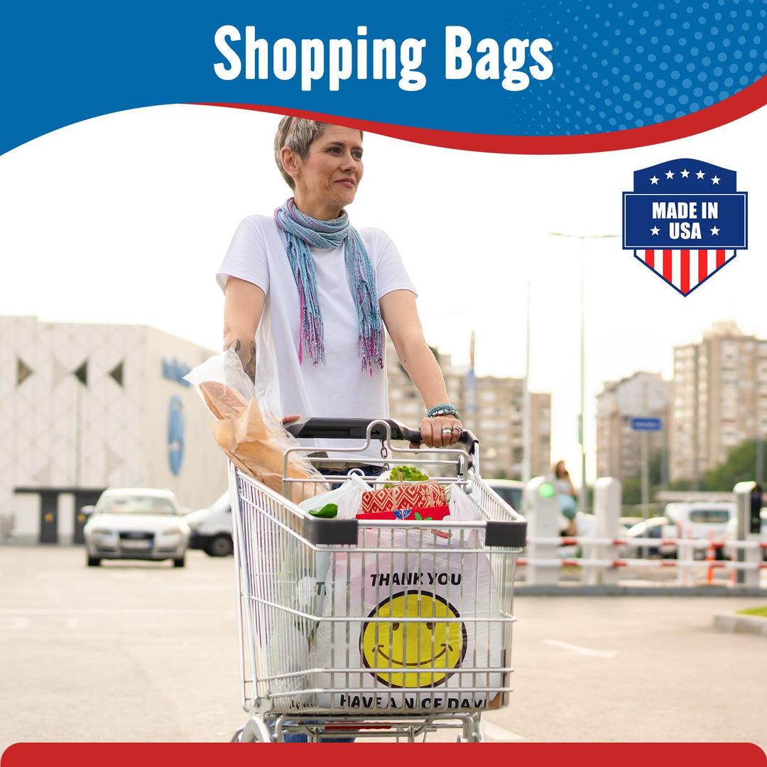 11.5x 6.5 x 21“ 0.47mil Happy Smiling Face Plastic Bags | 1000 Counts Wholesale