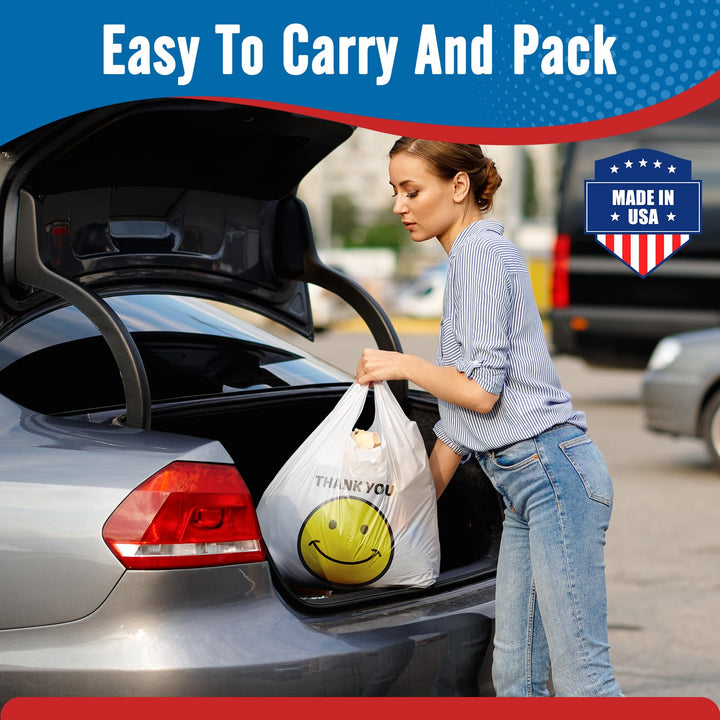 11.5x 6.5 x 21“ 0.47mil Happy Smiling Face Plastic Bags | 1000 Counts Wholesale