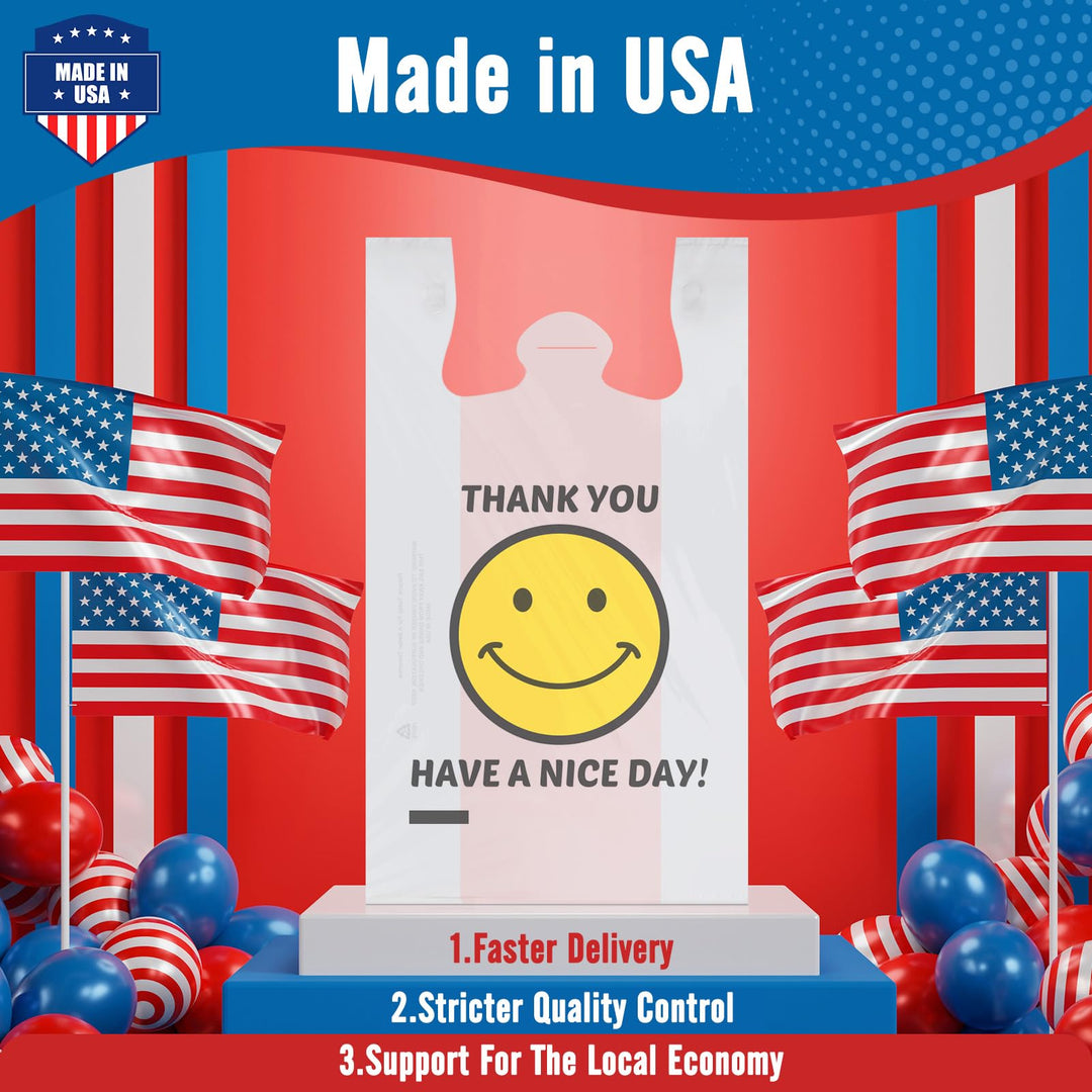 11.5x 6.5 x 21“ 0.47mil Happy Smiling Face Plastic Bags | 1000 Counts Wholesale