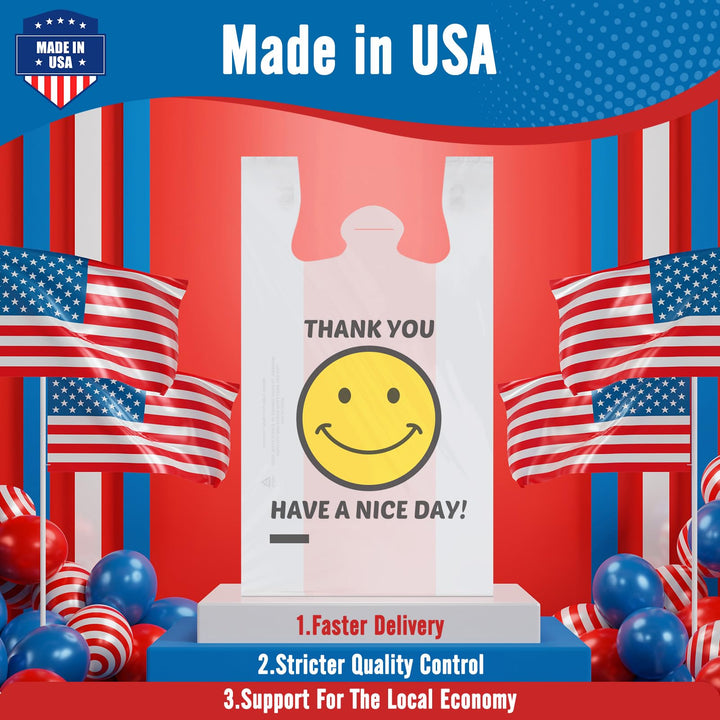 11.5x 6.5 x 21“ 0.47mil Happy Smiling Face Plastic Bags | 1000 Counts Wholesale