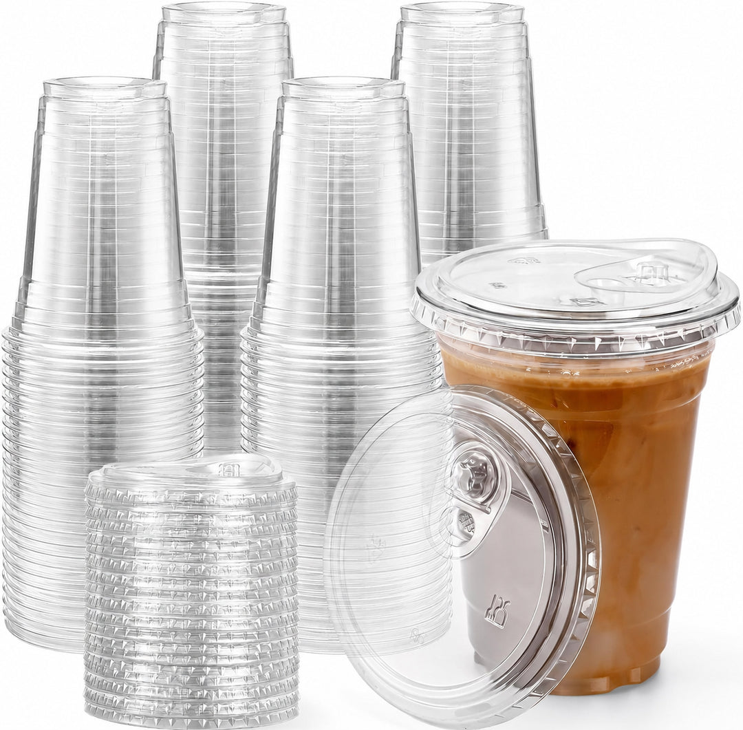 800 Sets 16oz Plastic Coffee Cups with Strawless Sip Lids Wholesale