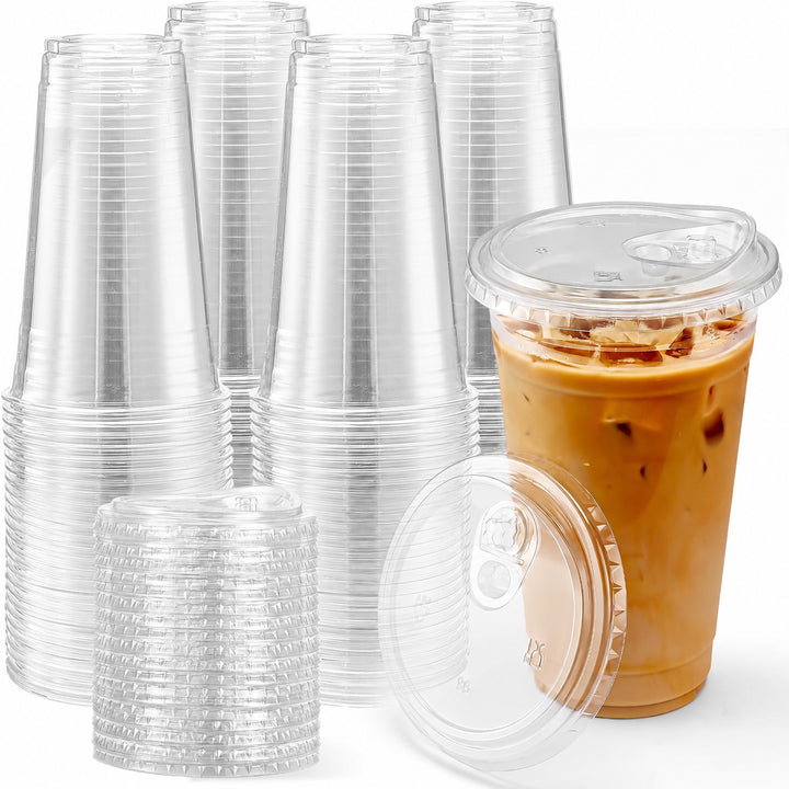 800 Sets 24oz Plastic Coffee Cups with Strawless Sip Lids Wholesale