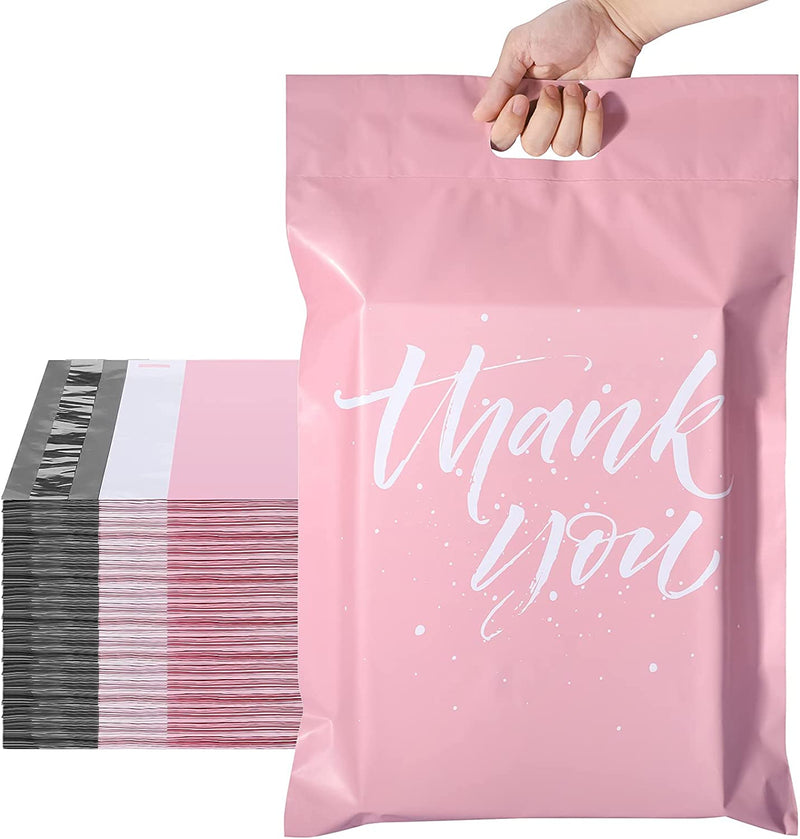 14.5x19 Poly-Mailer Self-Sealing Envelope Shipping Bags with Handle | Sakura Pink - JiaroPack