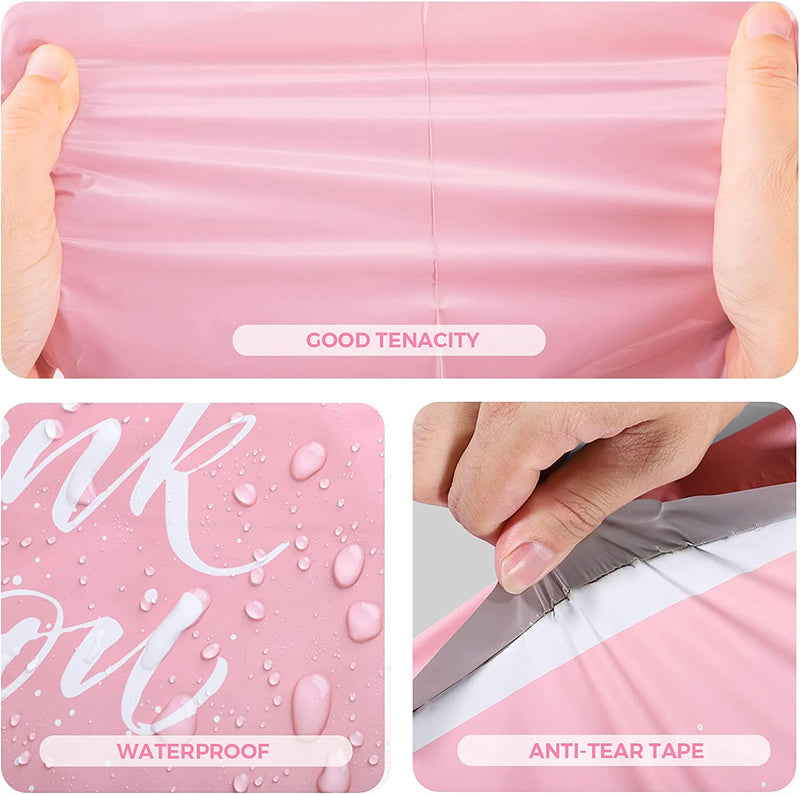 14.5x19 Poly-Mailer Self-Sealing Envelope Shipping Bags with Handle | Sakura Pink - JiaroPack