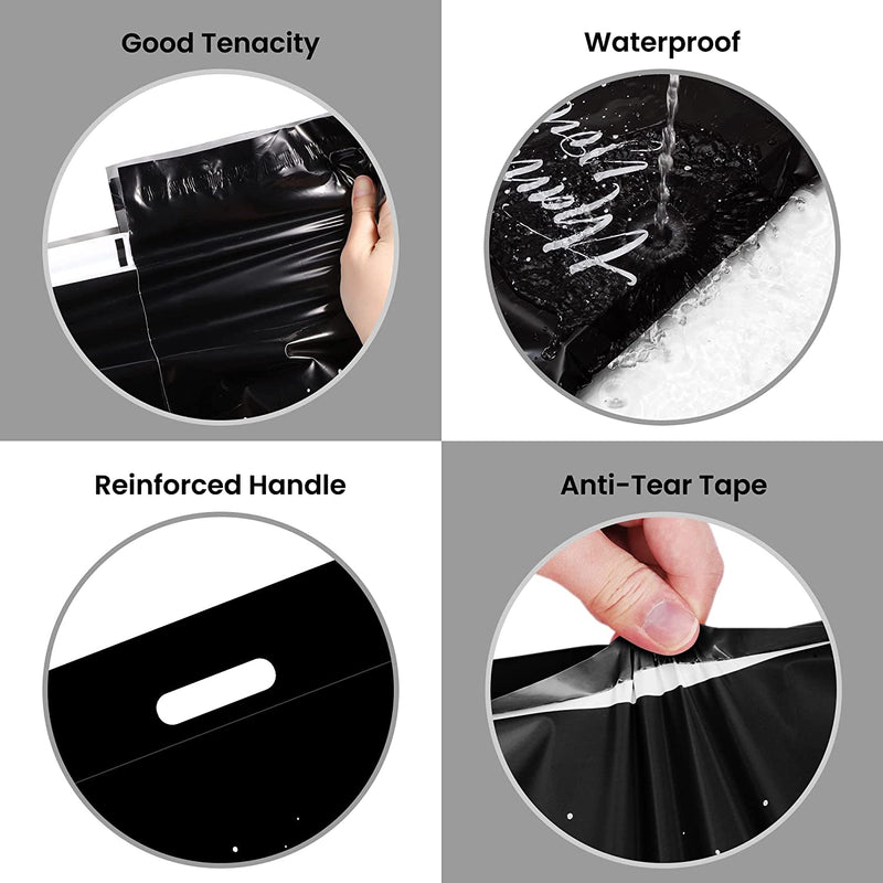 10x13 Poly-Mailer Self-Sealing Envelope Shipping Bags with Handle | Black - JiaroPack