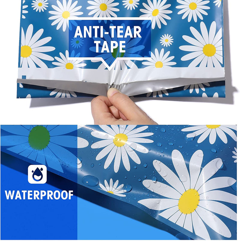 10x13 Color Printing Poly-Mailer Envelope Shipping Bags | Blue Daisy - JiaroPack