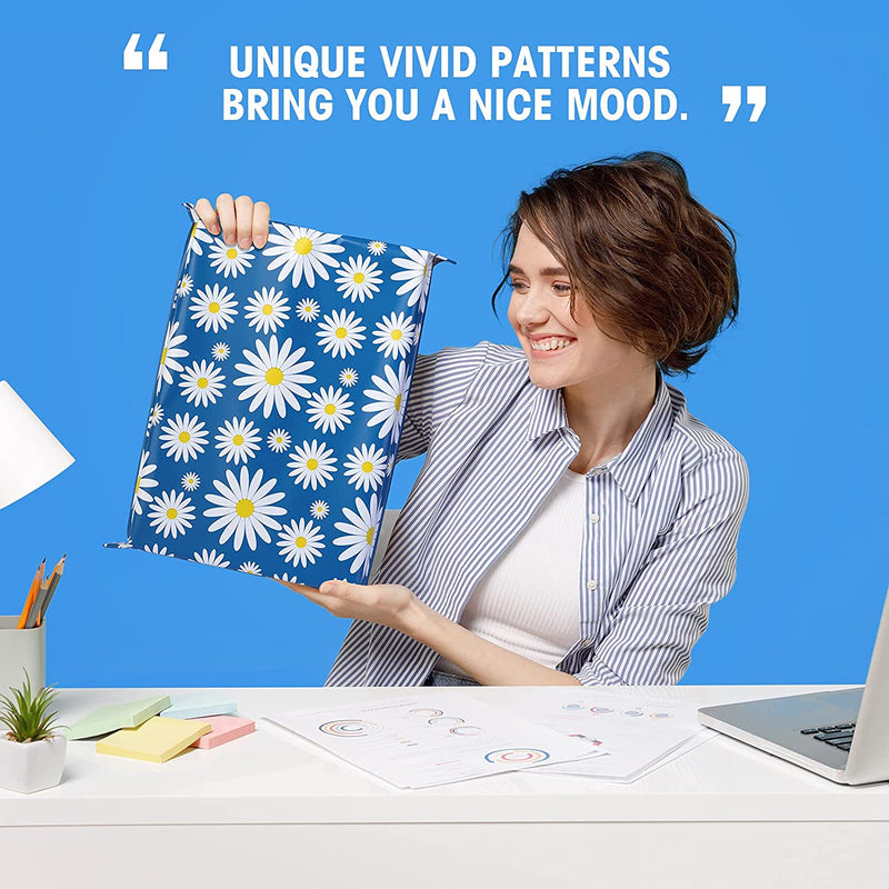 10x13 Color Printing Poly-Mailer Envelope Shipping Bags | Blue Daisy - JiaroPack