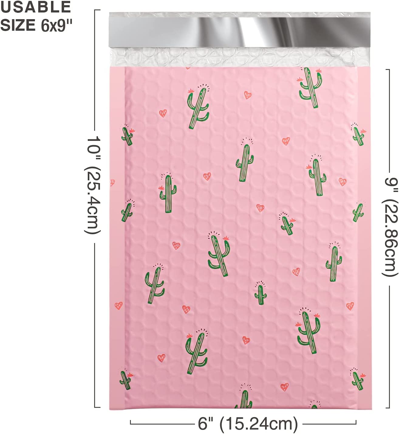 6x10 Inch Color Printing Bubble Mailers Self-Seal Padded Envelopes for Business Cactus - JiaroPack