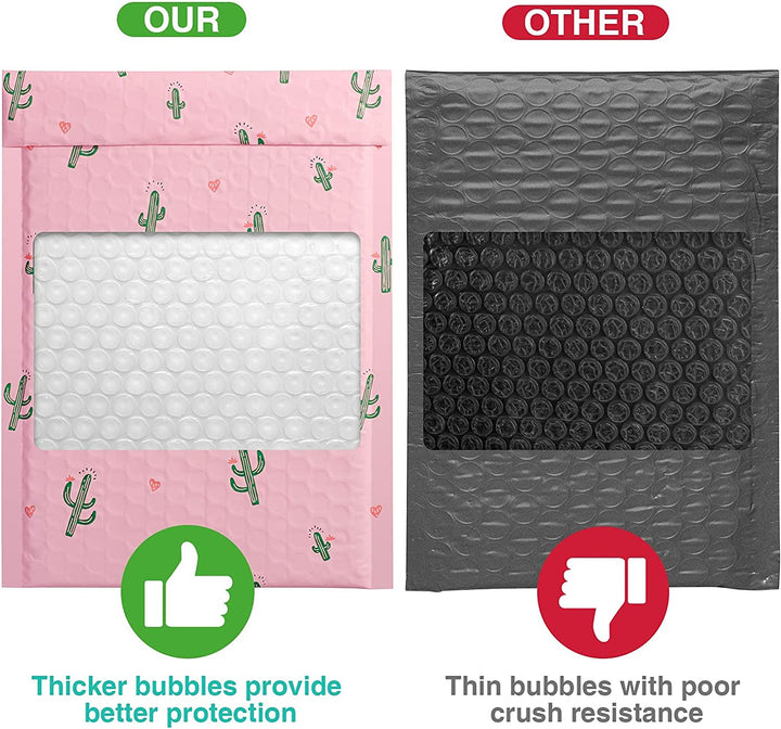 6x10 Inch Color Printing Bubble Mailers Self-Seal Padded Envelopes for Business Cactus - JiaroPack